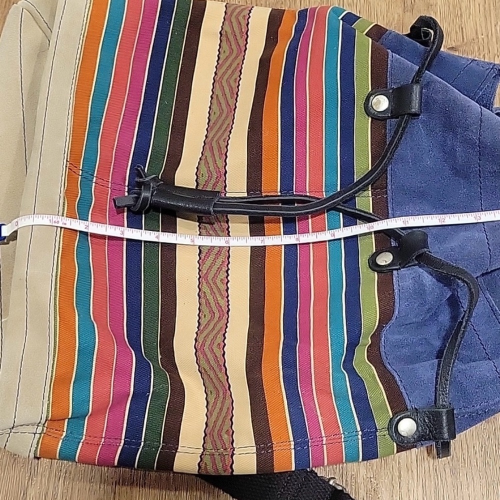 Lucky brand suede ,material backpack colorful leather drawstring bag